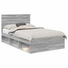 vidaXL Bedframe met lade Grijs Sonoma 120 x 190 cm Massief grenenhout