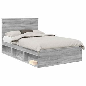 vidaXL Bedframe met lade Grijs Sonoma 120 x 190 cm Massief grenenhout