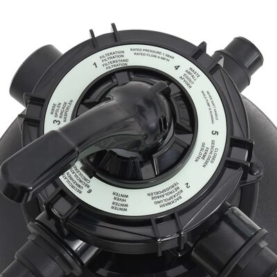 vidaXL Zwembadzandfilter met 6-voudig ventiel zwart
