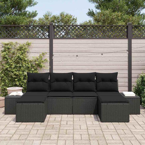 vidaXL Tuin Sofa Set met kussen met opslag 4 pcs Zwart poly rattan