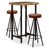 vidaXL Barset massief gerecycled hout, echt leer en canvas 3-delig