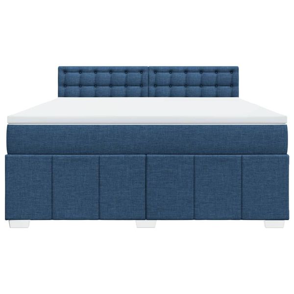 vidaXL Boxspring met matras stof blauw 180x200 cm