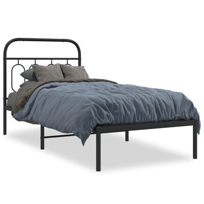 vidaXL Bedframe met hoofdbord metaal zwart 90x190 cm