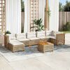 vidaXL 8-delige Loungeset met kussens poly rattan beige