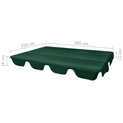 vidaXL Vervangingsluifel voor schommelbank 226x186 cm groen