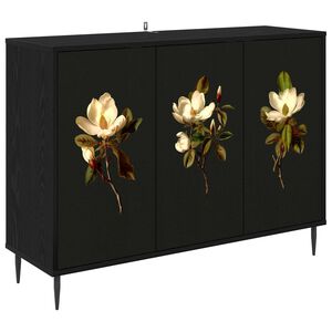 vidaXL Dressoir BREMEN Zwart eiken 102 x 33 x 76 cm Bewerkt hout