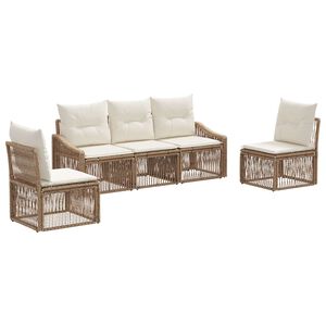 vidaXL Tuinbankenset 5 st Beige poly rattan