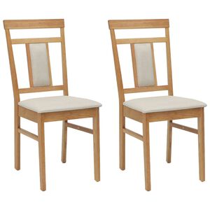 vidaXL Eetkamerstoel 2 pcs Natuurlijk en Licht Massief Rubberhout