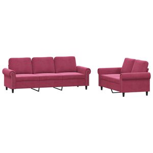 vidaXL 2-delige Loungeset met kussens fluweel wijnrood