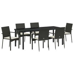 vidaXL Tuin eettafelset 7 st Zwart poly rattan
