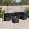 vidaXL 7-delige Loungeset met kussens poly rattan zwart