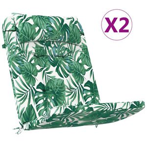 vidaXL Stoelkussens 2 pcs Bladpatroon 58 x 77 x 4,5 cm Oxford Stof