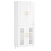 vidaXL Hoge kast 69,5x34x180 cm bewerkt hout hoogglans wit