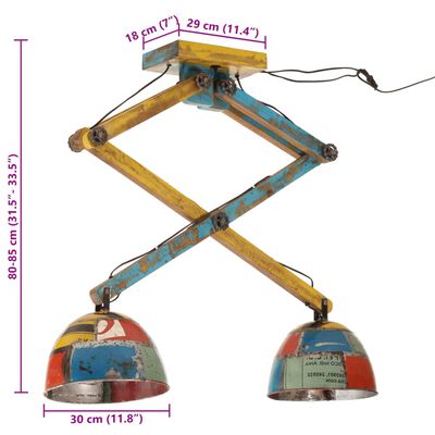 vidaXL Plafondlamp 25 W E27 29x18x85 cm meerkleurig