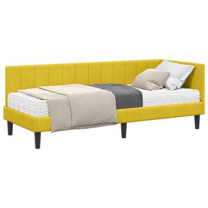 vidaXL Hoekbedframe met Matras 2 st Geel 80 x 200 cm Fluweel