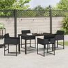 vidaXL Tuin eettafelset met kussen 5 pcs Zwart poly rattan