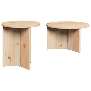 vidaXL Salontafel 2 st Naturel 49 x 49 x 28 cm Massief grenenhout