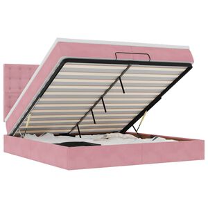 vidaXL Ottoman bed met matrassen en LED's 200x200cm fluweel roze
