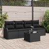 vidaXL Tuin Sofa Set met opslag met kussen 5 pcs Zwart poly rattan