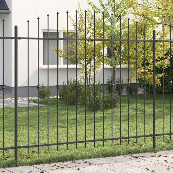 vidaXL Spike Fence Zwart 200 x 200 cm Gepoedercoat staal