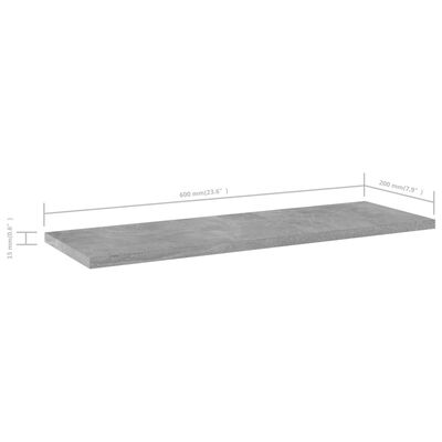 vidaXL Wandschappen 4 st 60x20x1,5 cm spaanplaat betongrijs