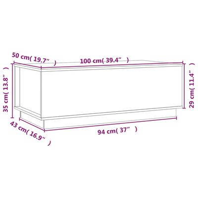 vidaXL Salontafel 100x50x35 cm massief grenenhout grijs