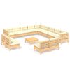 vidaXL 14-delige Loungeset met cr&egrave;mekleurige kussens grenenhout