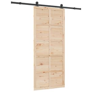 vidaXL Schuifdeur 80 x 208 cm Massief grenenhout Naturel