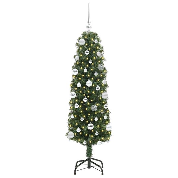 vidaXL Kunstkerstboom Groen 150 cm PVC en Staal en Kunststof