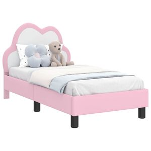 vidaXL Peuterbedframe met hoofdbord met hoofdeinde Roze 70 x 140 cm PU