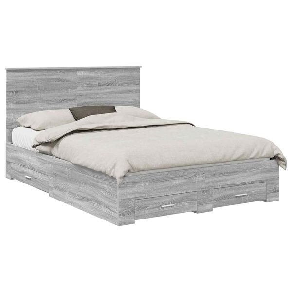 vidaXL Bedframe met hoofdeinde Grijs Sonoma 160 x 200 cm Bewerkt hout