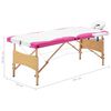 vidaXL Massagetafel inklapbaar 3 zones hout wit en roze