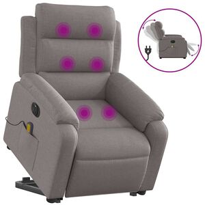 vidaXL Sta-op-massagestoel elektrisch verstelbaar stof taupe