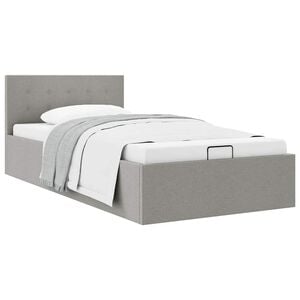 vidaXL Bedframe met hydraulische opslag stof lichtgrijs 90x200 cm