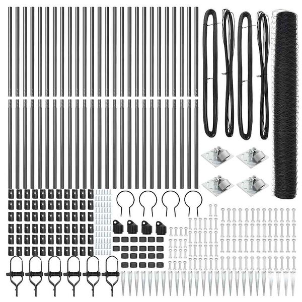 vidaXL Afrasteringspaal Grijs 50 x 1,4 m (36 mm gaas) Staal en PVC