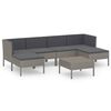 vidaXL 7-delige Loungeset met kussens poly rattan grijs