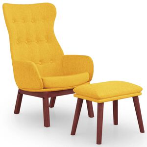 vidaXL Relaxstoel met voetenbank stof mosterdgeel