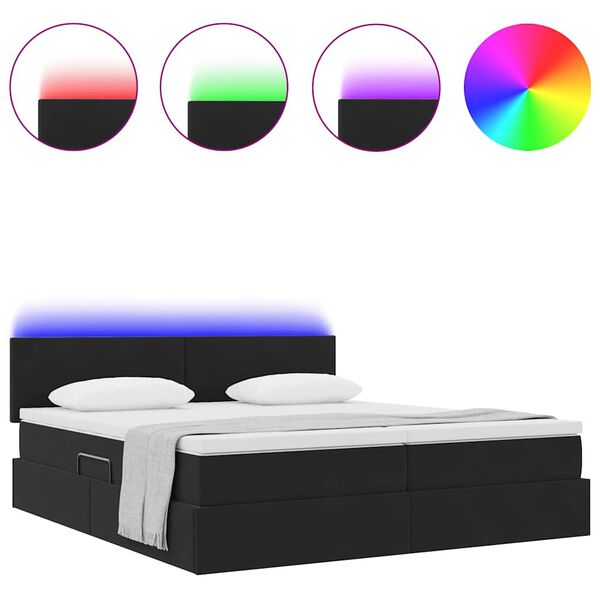 vidaXL Bed met LED-stripverlichting Zwart 200 x 200 cm Fluweel