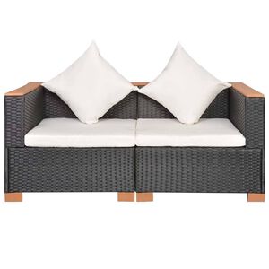 vidaXL Tuinbank poly rattan zwart