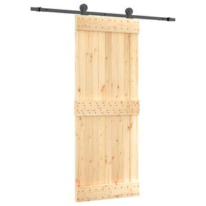 vidaXL Schuifdeur Naturel en Zwart 80 x 210 cm Massief Grenenhout