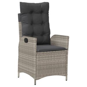 vidaXL Tuinstoel verstelbaar met kussens poly rattan lichtgrijs