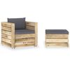 vidaXL 2-delige Loungeset met kussens groen ge&iuml;mpregneerd hout