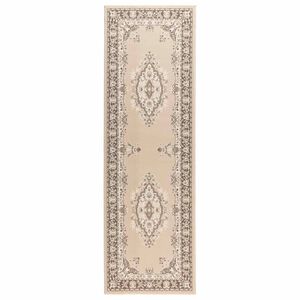 vidaXL Tapijtloper FLORNES Geweven Ecru patroon 67 x 150 cm PP 7 mm