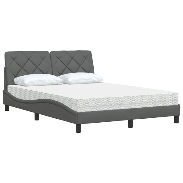 vidaXL Bed met matras stof donkergrijs 140x190 cm