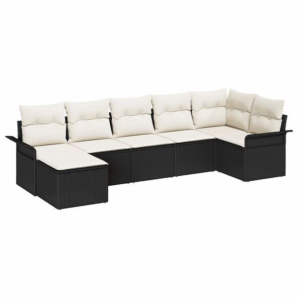 vidaXL Tuin Sofa Set met kussen Zwart poly rattan