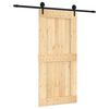 vidaXL Schuifdeur Naturel en Zwart 95 x 210 cm Massief Grenenhout