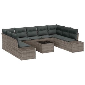 vidaXL Tuinbankenset 9 st 8-zits Grijs [Synthetisch]: Polyrattan