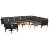 vidaXL 12 st Massief acaciahout & touw Naturel