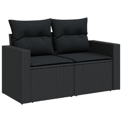 vidaXL 14-delige Loungeset met kussens poly rattan zwart