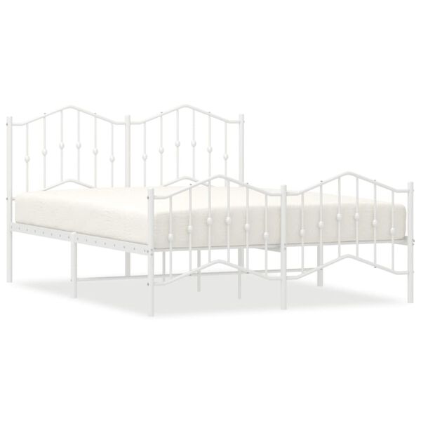 vidaXL Bedframe met hoofd- en voeteneinde&nbsp;metaal wit 140x190 cm